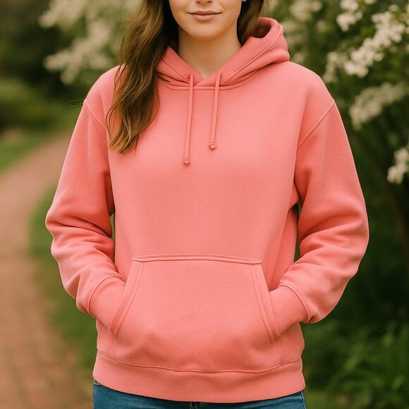 Aritzia SZ S Perfect Fit Sweatfleece Cozy Fleece Hoodie In Coral - Picture 1 of 6